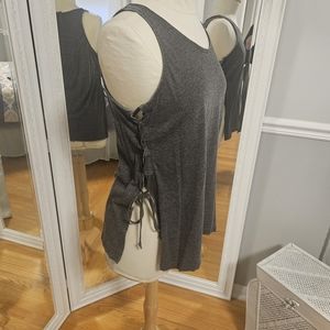 MV Sport Distressed Gray Tie Side Tank Top Size M